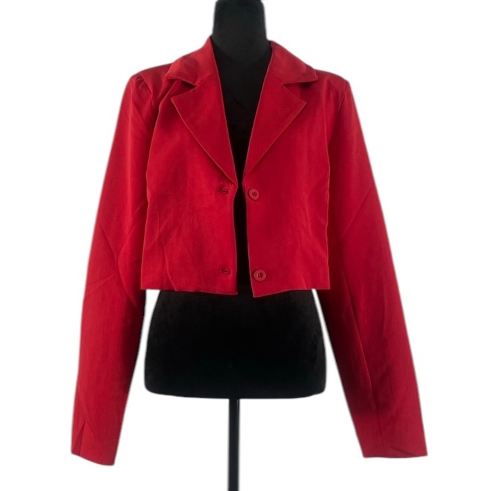 Chic Red Cropped Blazer,Two-Button Blazer, Large,New